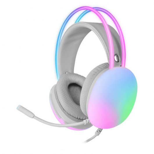 Auriculares mars gaming mh - glow jack 3.5mm rgb blancos