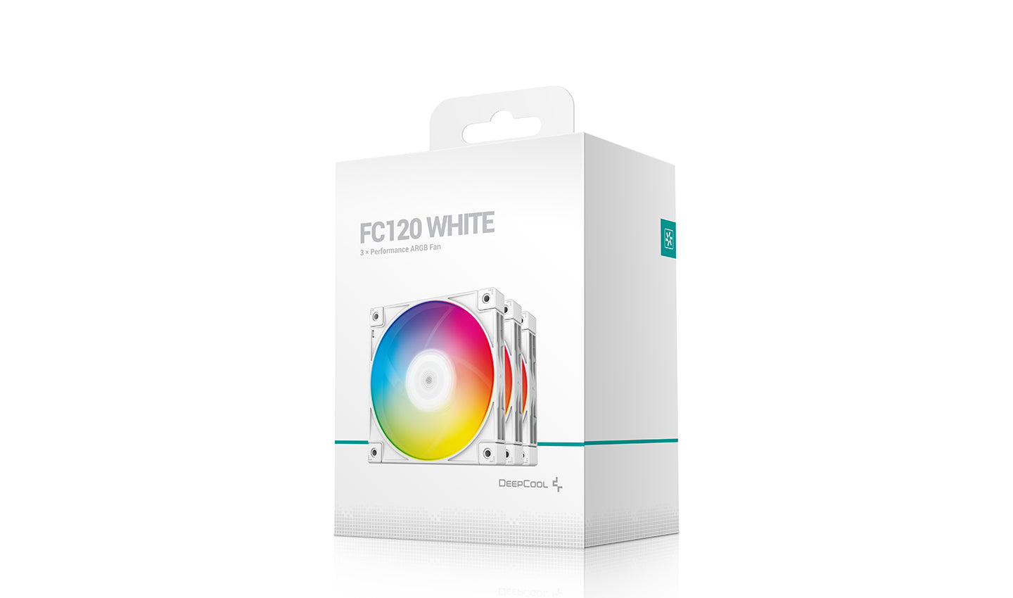 Ventilador 120 x 120 deepcool fc120 argb pack 3uds white 1800rpm -  pwm 4pin -  argb