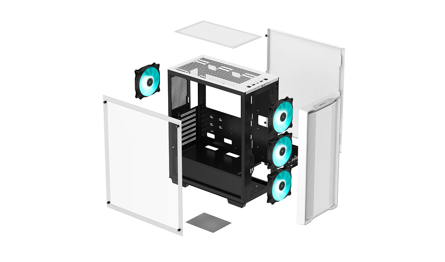 Caja ordenador gaming deepcool cc560 blanco atx 2 x usb 3.0 1 x usb 2.0 4 x 120mm