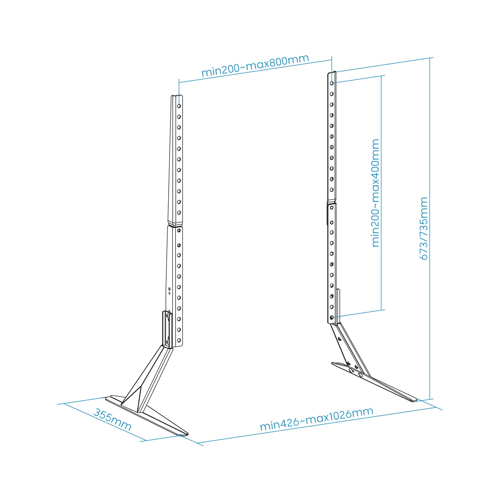 Soporte de mesa tooq para pantallas 23pulgadas - 75pulgadas