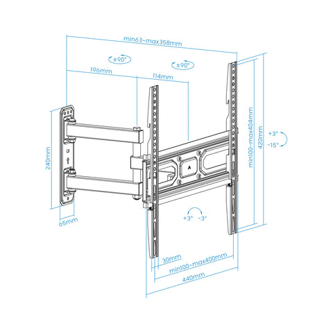 Soporte de pared tooq para pantallas 32pulgadas -  55pulgadas