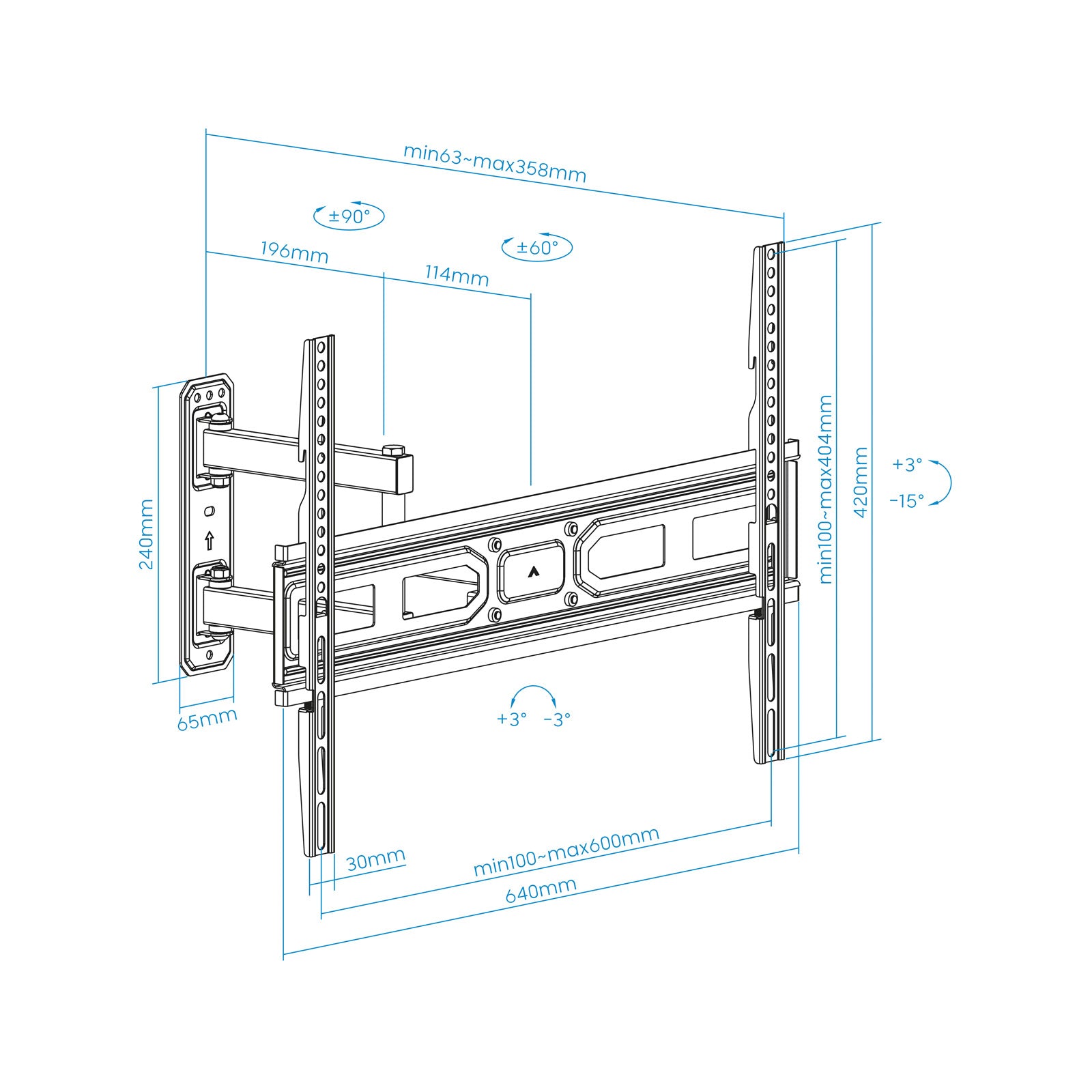 Soporte de pared tooq para pantallas 37pulgadas -  70pulgadas