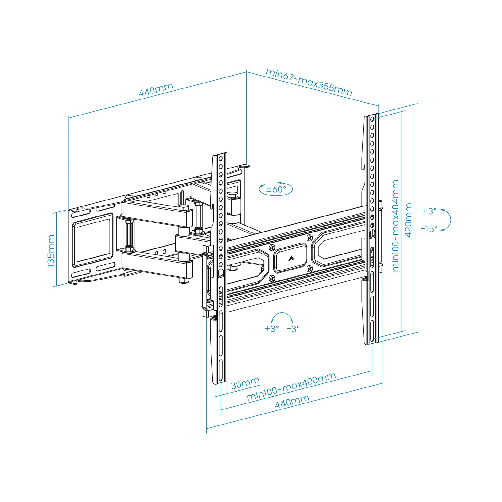 Soporte de pared tooq para pantallas 32pulgadas -  70pulgadas inclinable