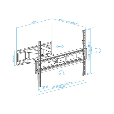 Soporte pared pantallas 37 - 80pulgadaspulgadas gira incli negro