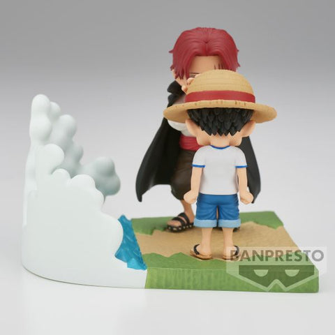 Figura banpresto one piece world collectable figure log stories monkey d. luffy & shanks 7cm