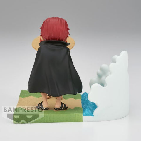 Figura banpresto one piece world collectable figure log stories monkey d. luffy & shanks 7cm