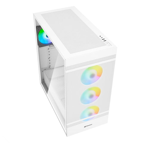 Caja ordenador gaming sharkoon rebel c50 rgb atx 2 x usb 3.2 1 x usb tipo c sin fuente blanco