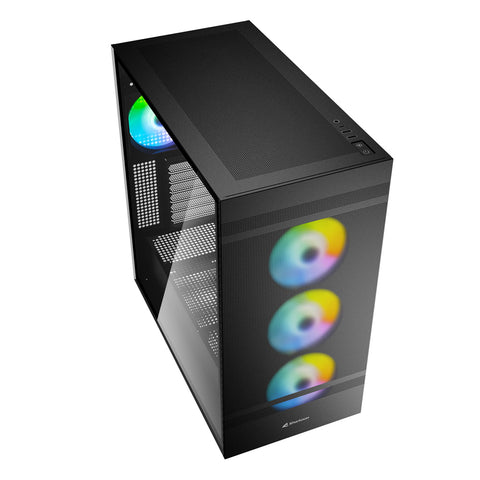 Caja ordenador gaming sharkoon rebel c50 rgb atx 2 x usb 3.2 1 x usb tipo c sin fuente negro