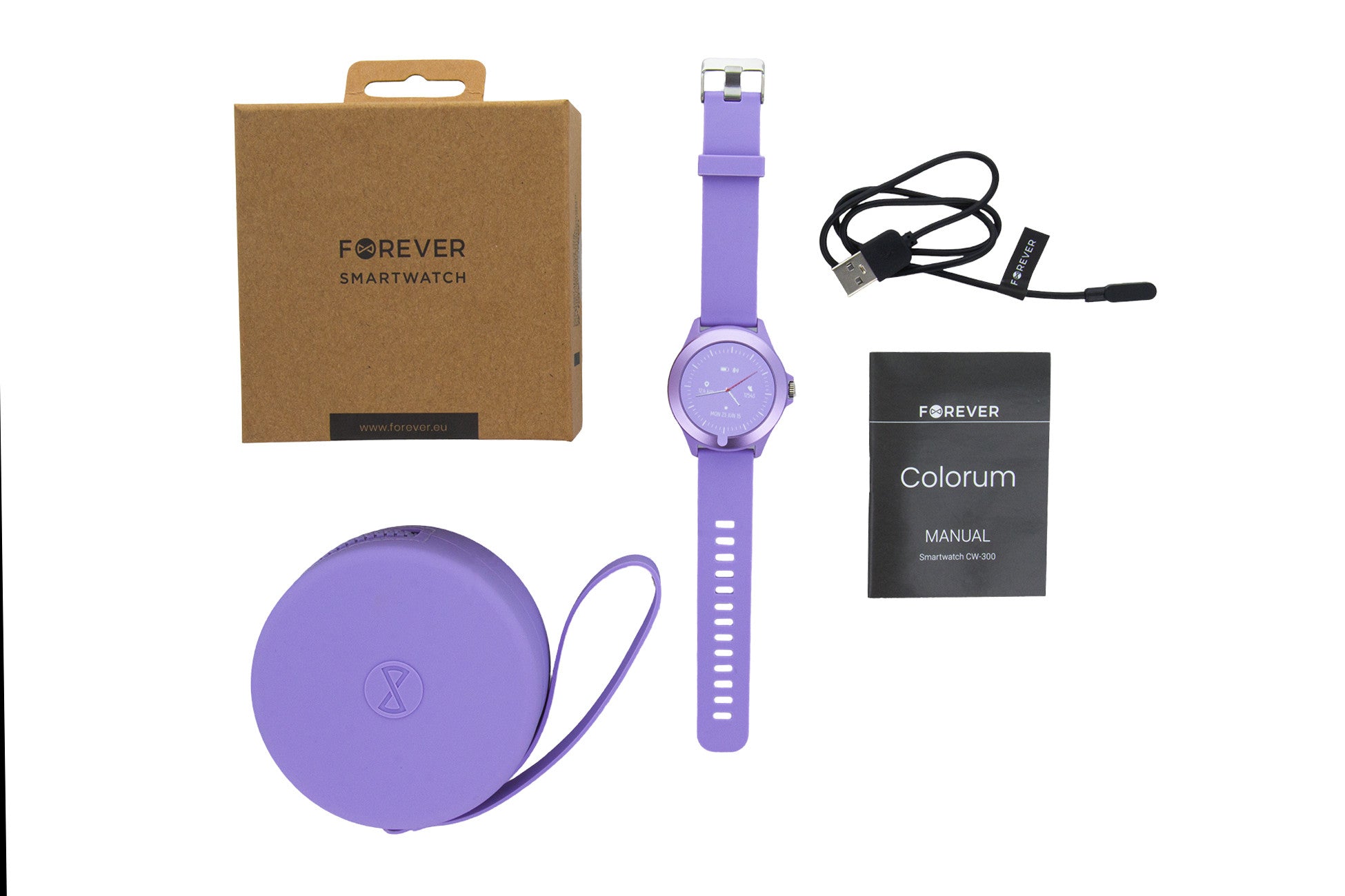 Reloj smartwatch forever colorum cw - 300 color morado