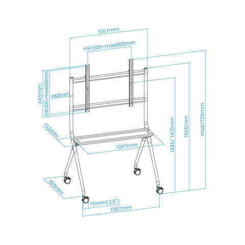 Soporte de suelo con ruedas tooq fs20205m - b 50pulgadas -  86pulgadas carga maxima 120kg