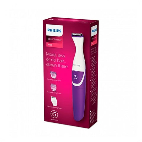 Depiladora perfiladora philips essential morado lavable -  seco -  2 peines -  cepillo de limpieza