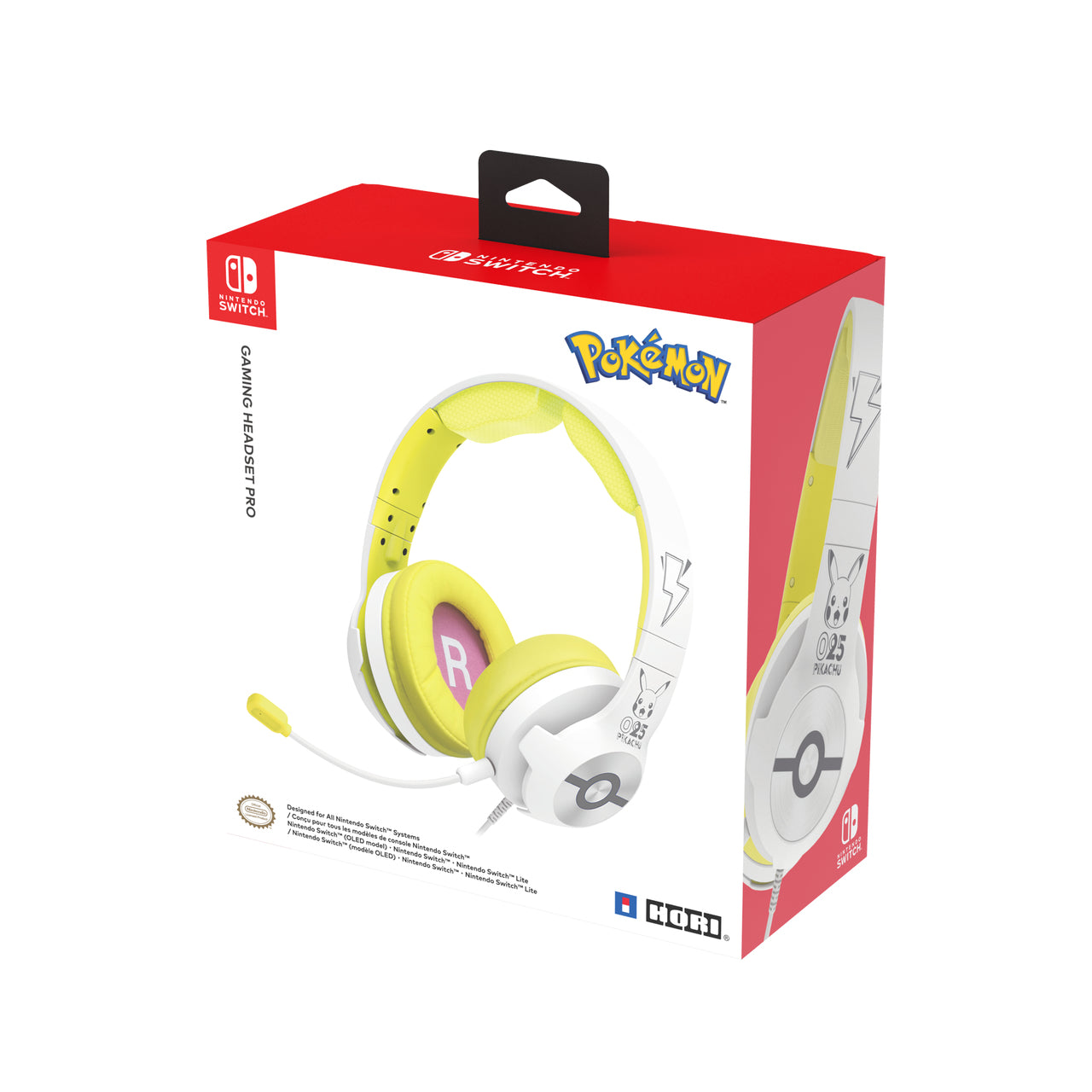 Auriculares micro gaming hori pro pikachu pop white supraural -  40mm -  jack 3.5mm -  cancelacion de ruido