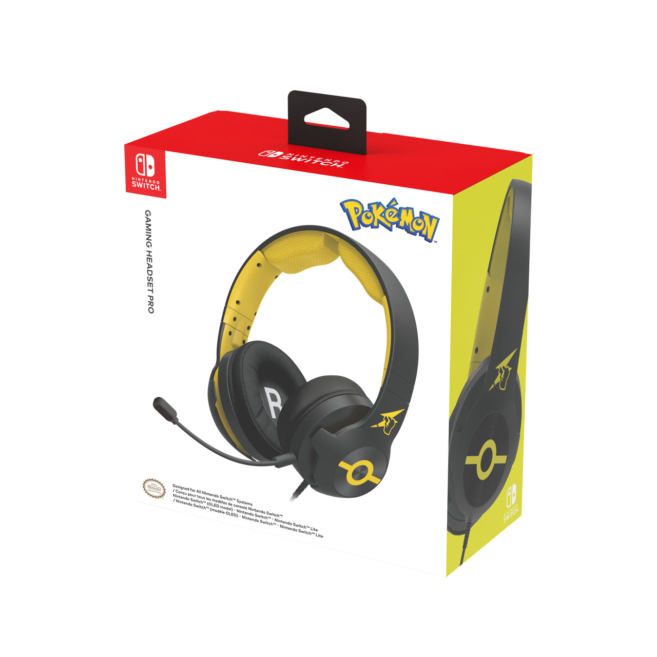 Auriculares micro gaming hori pro pikachu cool black supraural -  40mm -  jack 3.5mm -  cancelacion de ruido