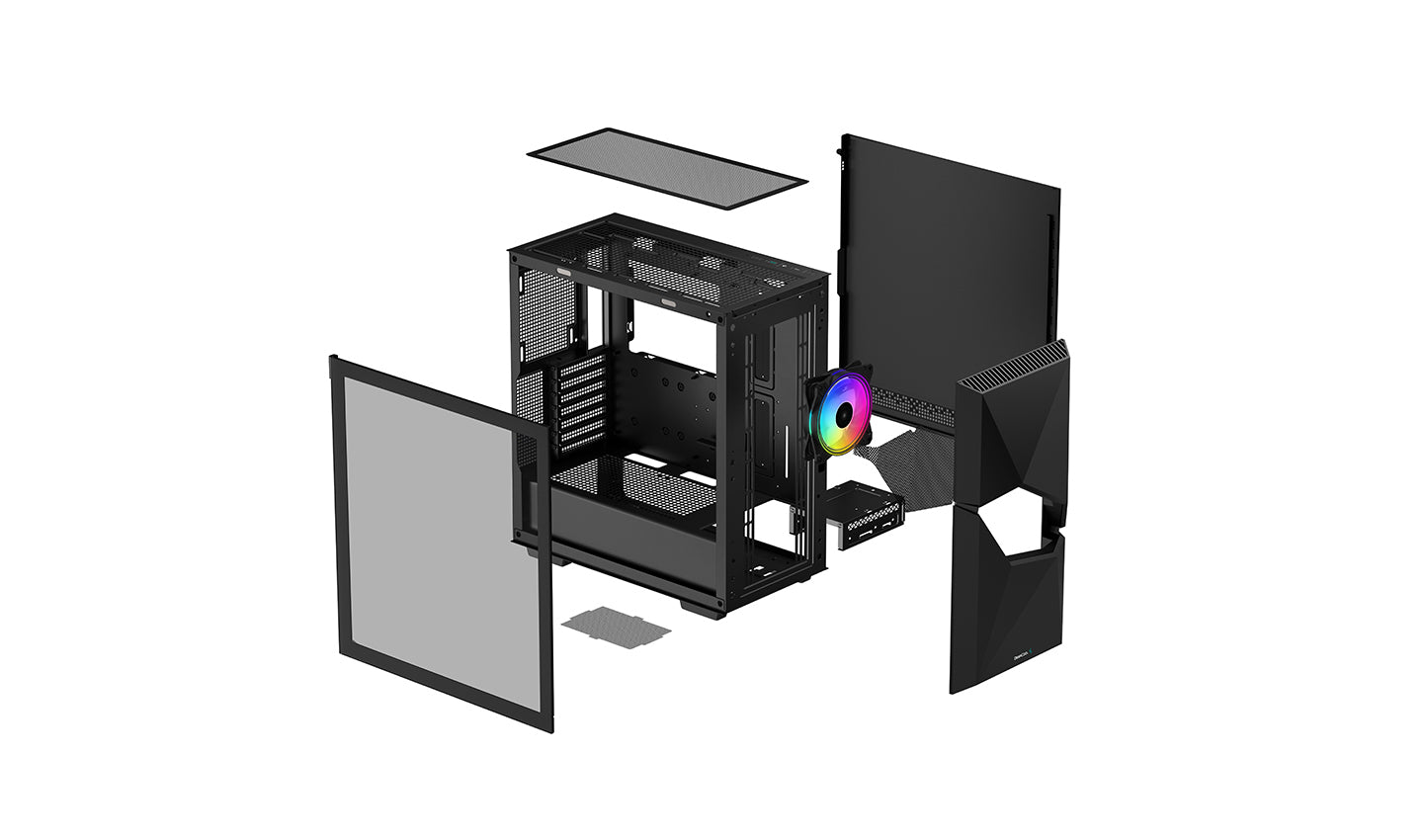 Caja gaming deepcool cyclops argb cristal templado usb tipo c negra