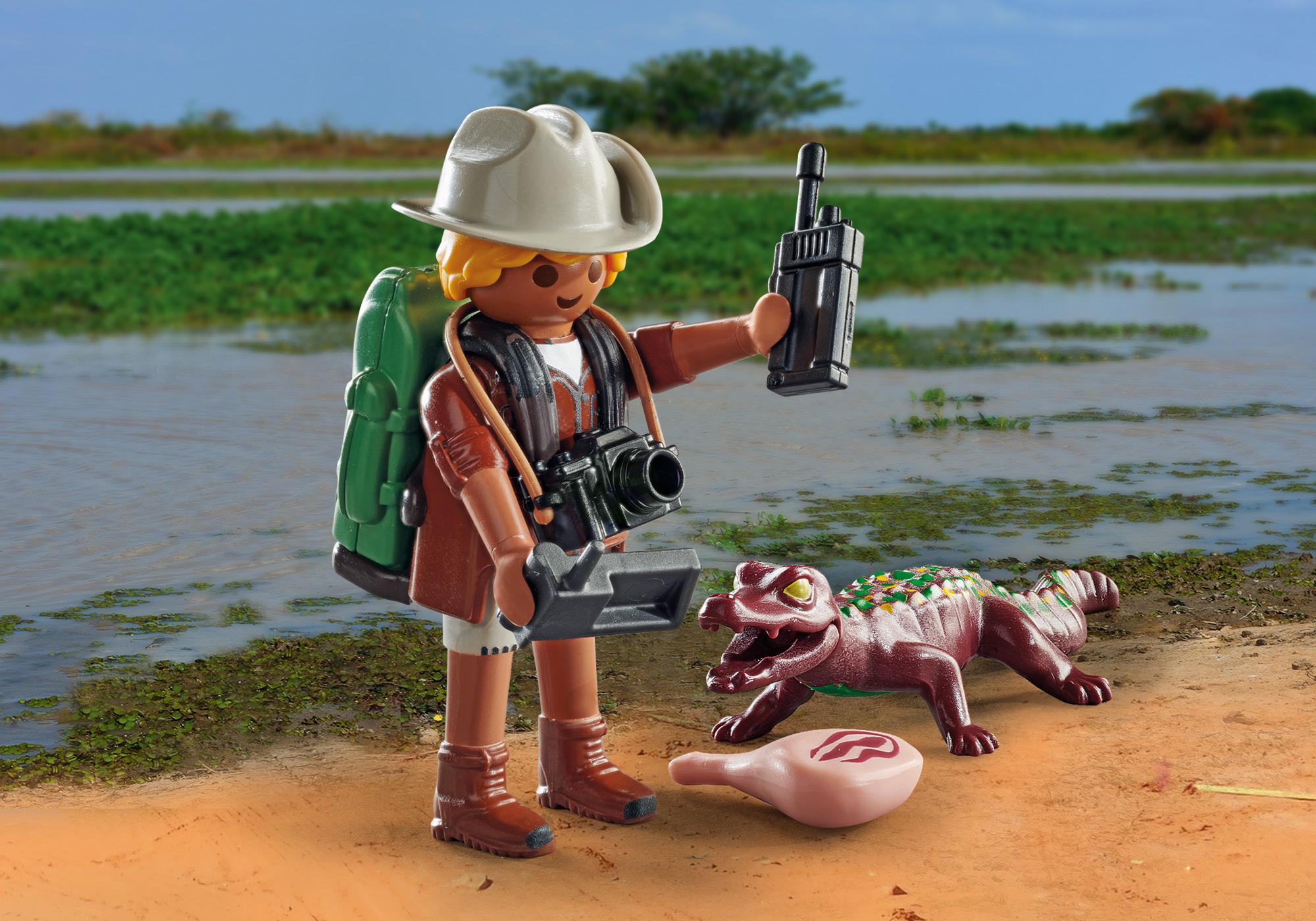 Playmobil investigador con caimán