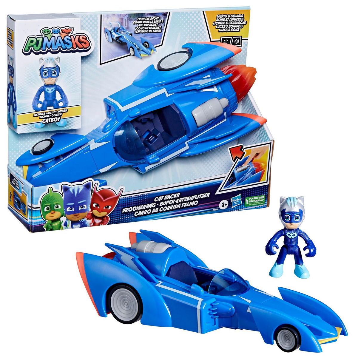 Figura hasbro gatomovil pj masks power heroes -  súper gato - móvil