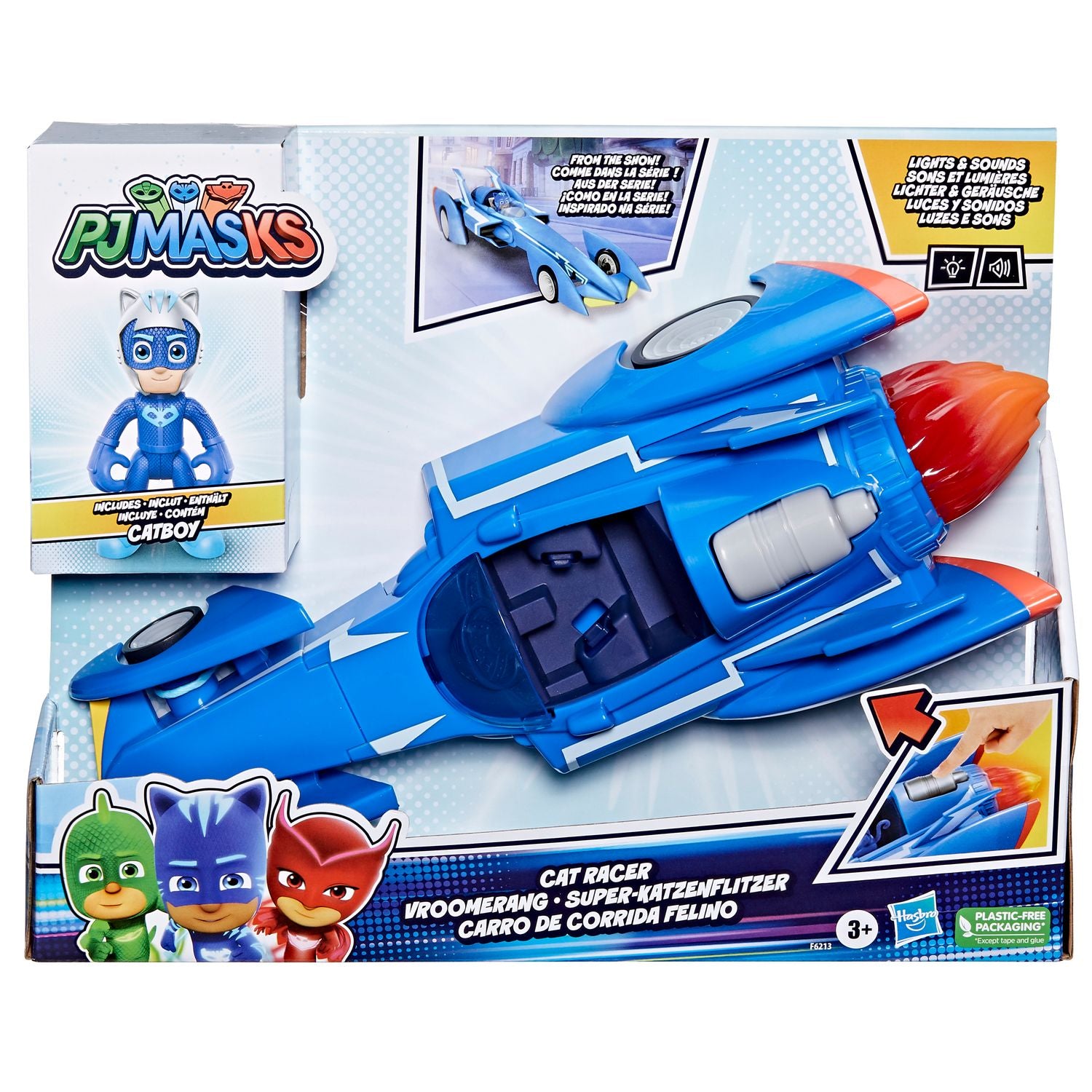 Figura hasbro gatomovil pj masks power heroes -  súper gato - móvil