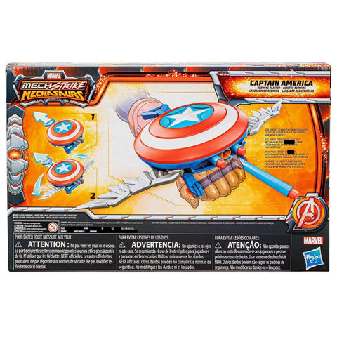 Lanzador hasbro nerf marvel mech strike mechasaurs capitán américa con redwing