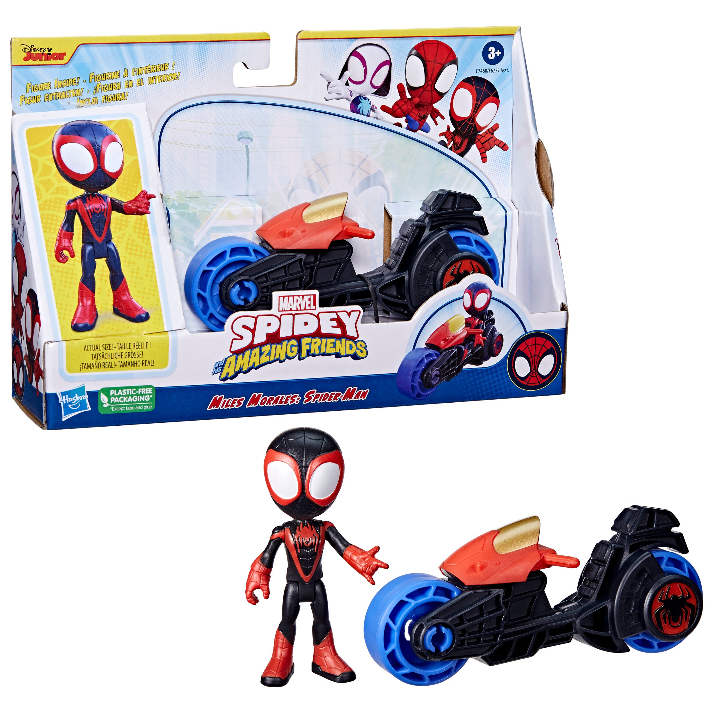 Marvel -  spidey y su superequipo -  miles morales con motocicleta