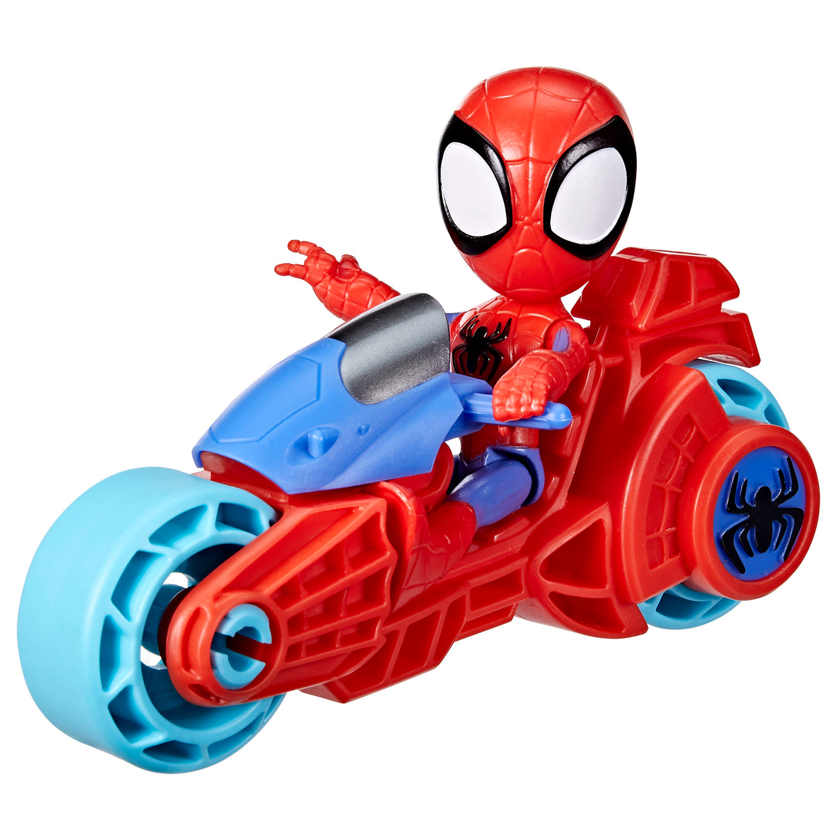 Figura gigante hasbro marvel spidey and his amazing friends spidey con motocicleta