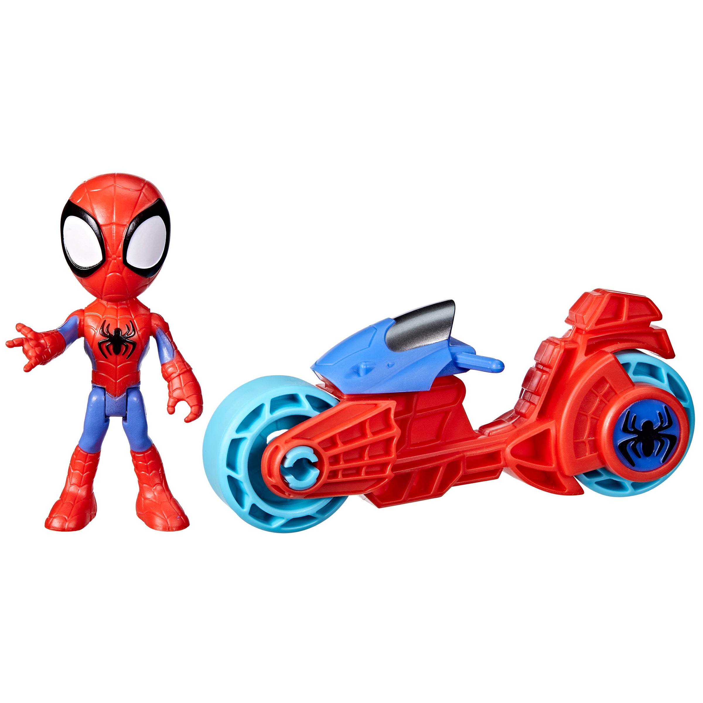 Figura gigante hasbro marvel spidey and his amazing friends spidey con motocicleta