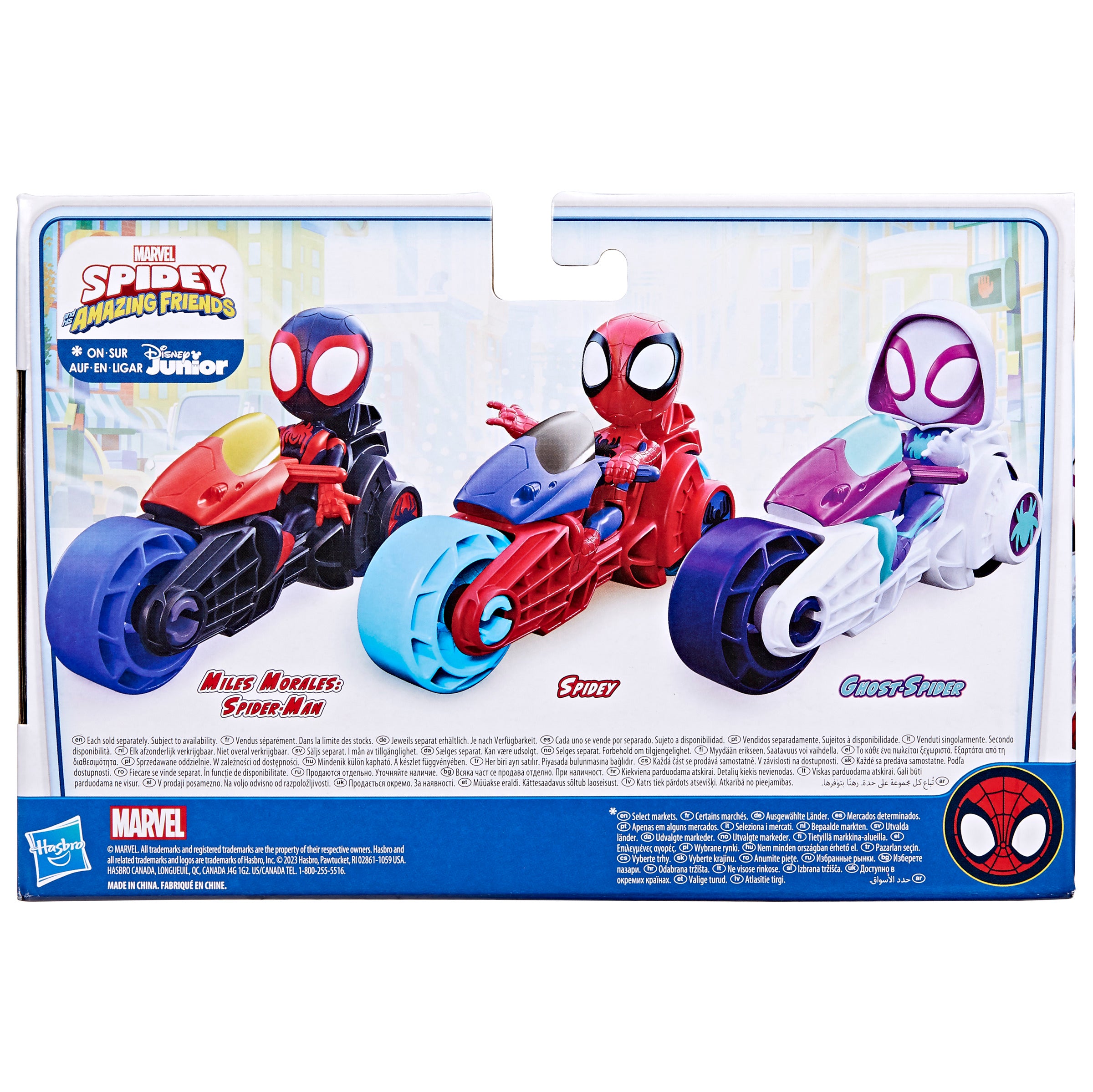 Figura gigante hasbro marvel spidey and his amazing friends spidey con motocicleta