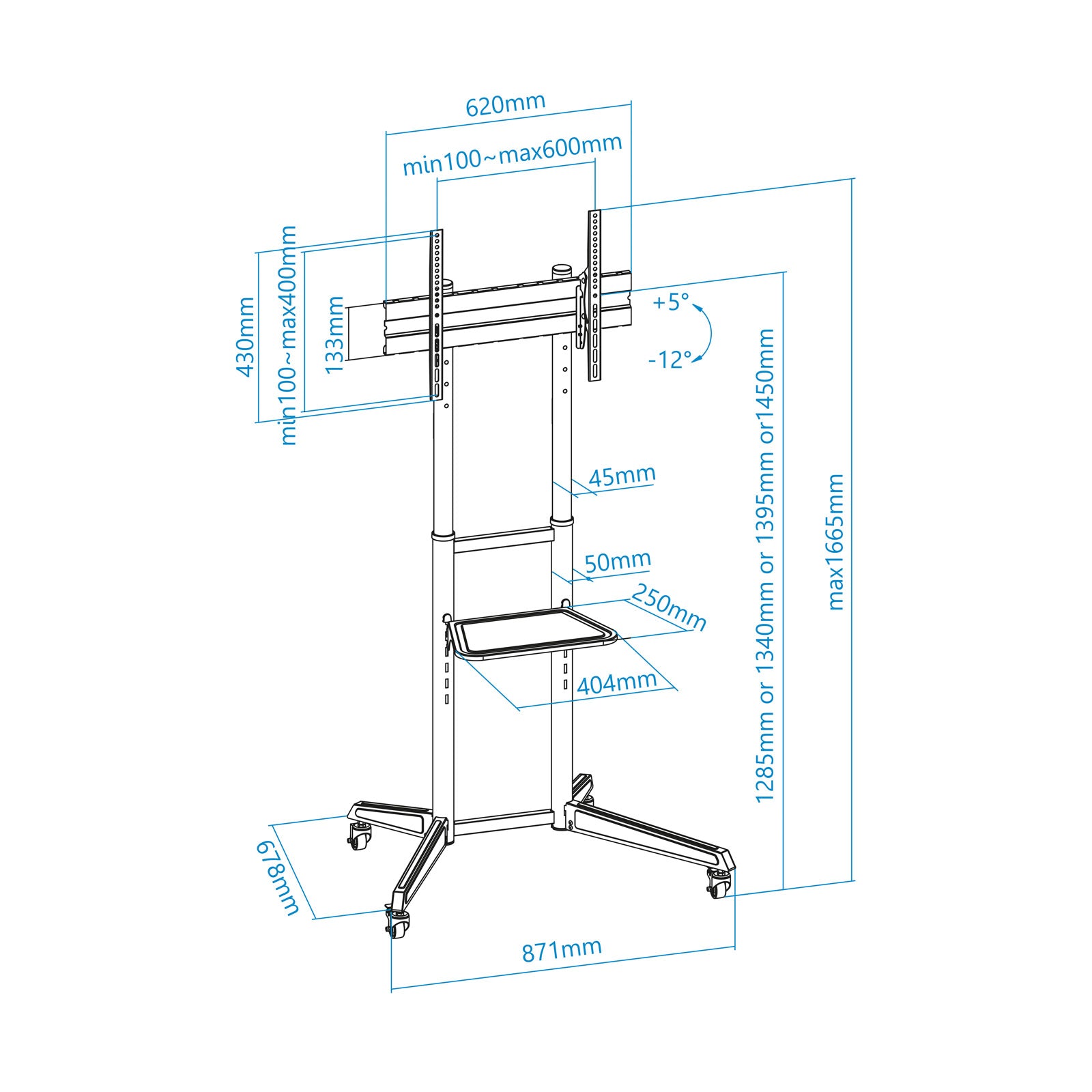 Soporte de suelo tv tooq fs1170m - b ramses 37pulgadas -  70pulgadas