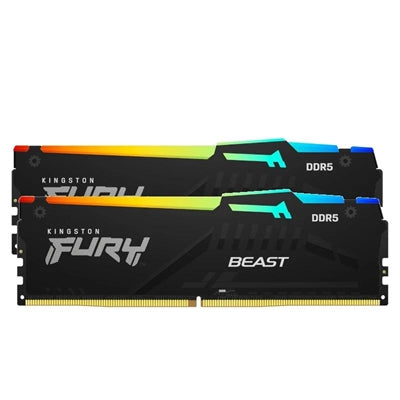 Memoria ram ddr5 16gb 2 x 8gb kingston - 5600 mhz - pc5 - 44800 - fury beast rgb - cl40 - 1.25v