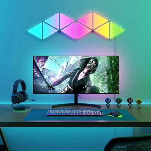 Panel led govee glide triangle light panels h6067 10 paneles -  rgbic -  control por voz -  28 modos