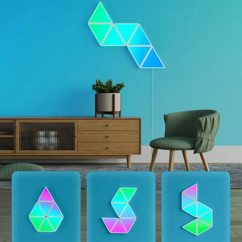 Panel led govee glide triangle light panels h6067 10 paneles -  rgbic -  control por voz -  28 modos