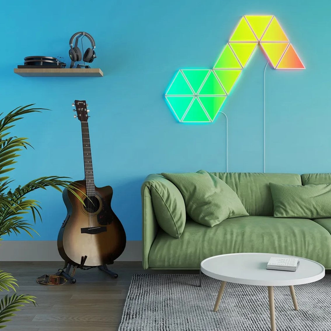 Panel led govee glide triangle light panels h6067 10 paneles -  rgbic -  control por voz -  28 modos