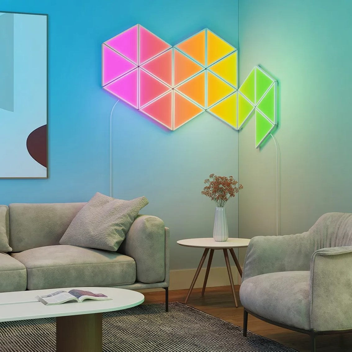 Panel led govee glide triangle light panels h6067 10 paneles -  rgbic -  control por voz -  28 modos