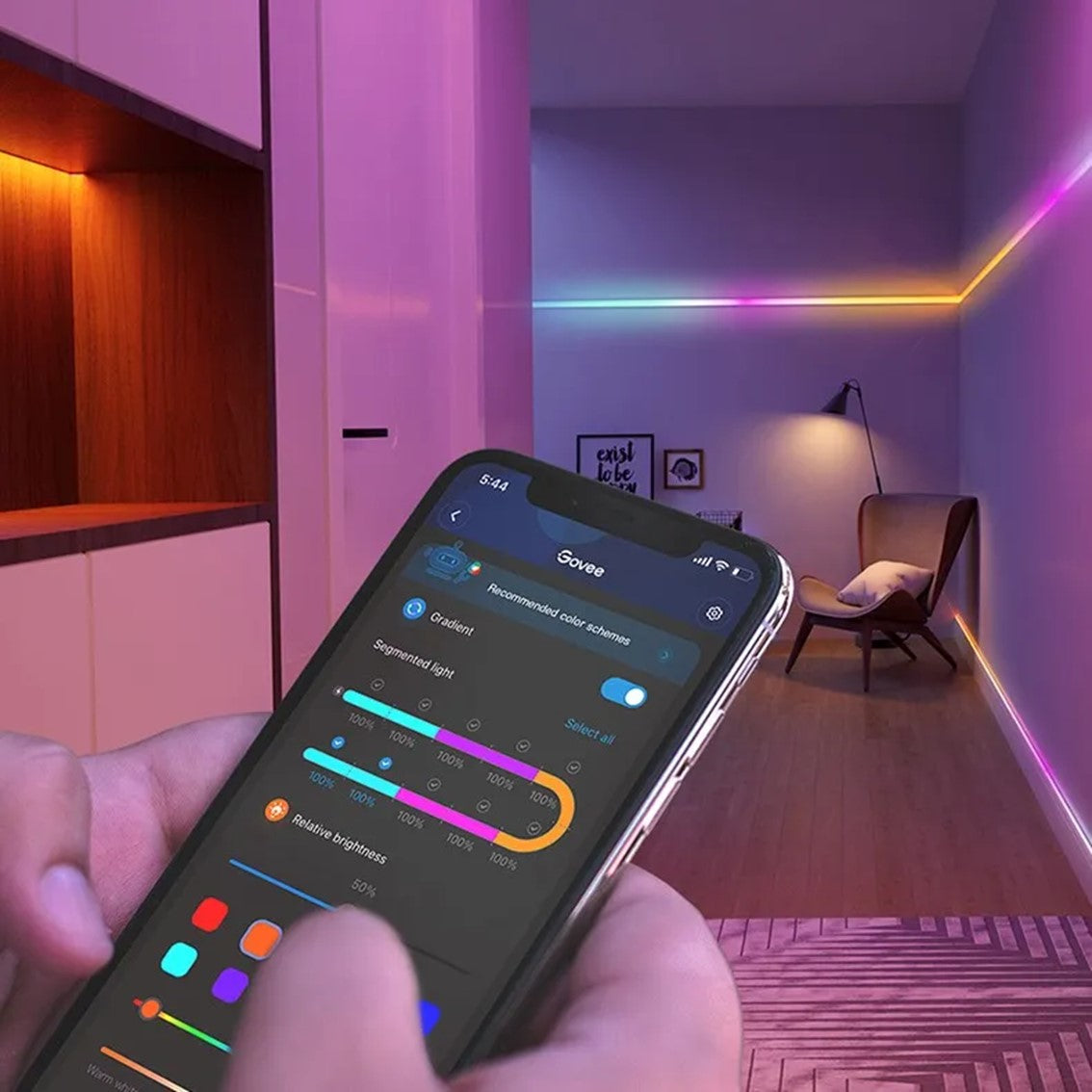 Tira led govee rgb smart wifi+bt h619a 5m -  rgbic -  64 modos -  control por voz