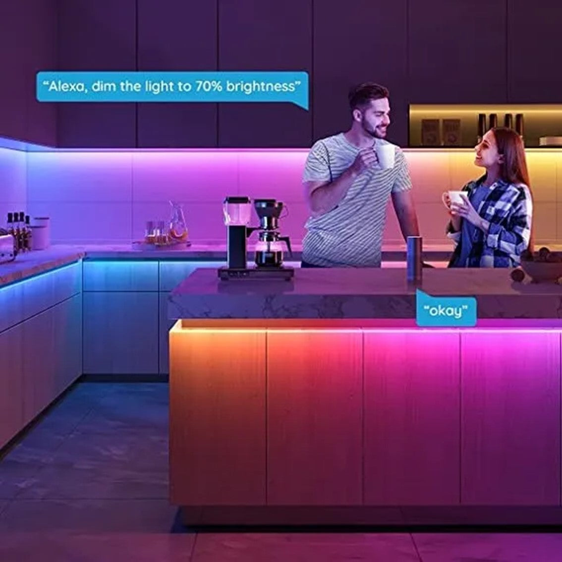 Tira led govee rgb smart wifi+bt h619c 10m -  rgbic -  64 modos -  control por voz