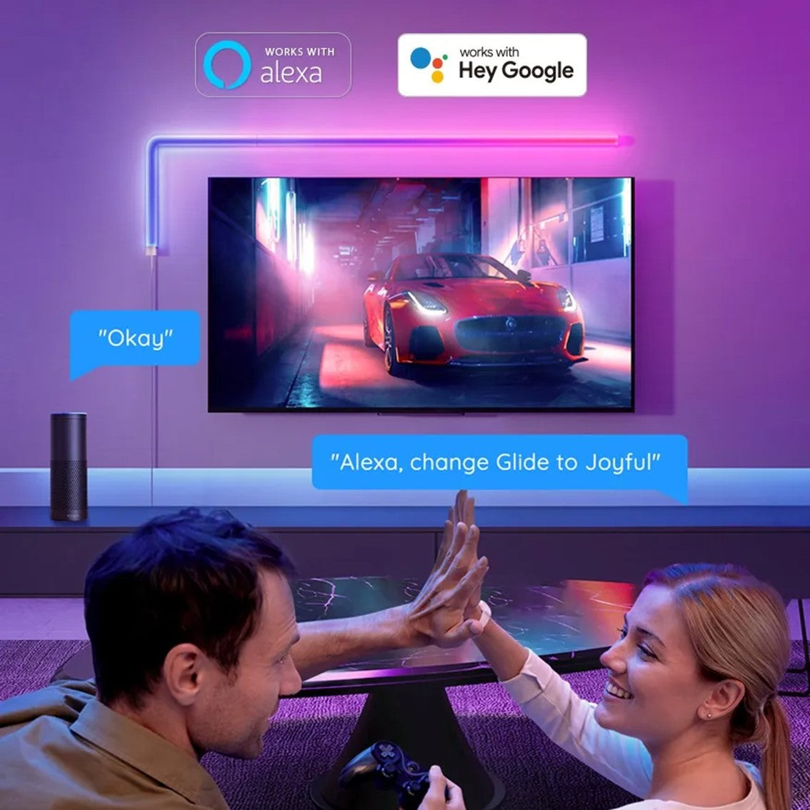 Barra led pared govee glide 8+4 h6062 40 modos -  control por voz -  app -  cable 1.8m