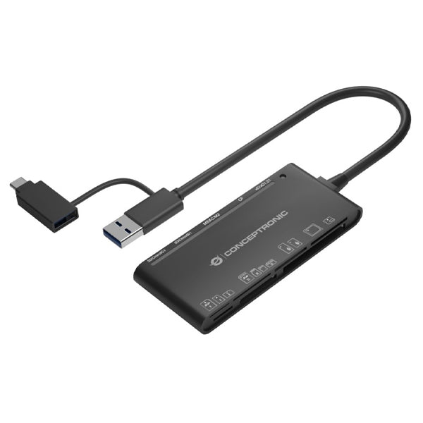 Lector de tarjetas externo usb tipo c -  usb tipo a 7 en 1 conceptronic bian03b usb 3.0 sd - sdhc - sdxc mmc ms m2 ct xd micro sd -  t flash