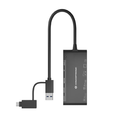 Lector de tarjetas externo usb tipo c -  usb tipo a 7 en 1 conceptronic bian03b usb 3.0 sd - sdhc - sdxc mmc ms m2 ct xd micro sd -  t flash