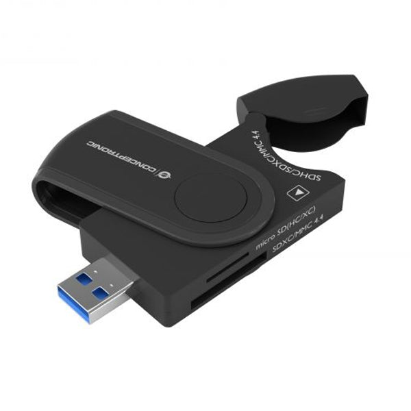 Lector de tarjetas externo usb 3.0 4 en 1 conceptronic bian04b sd - sdhc - sdxc micro sd -  t flash