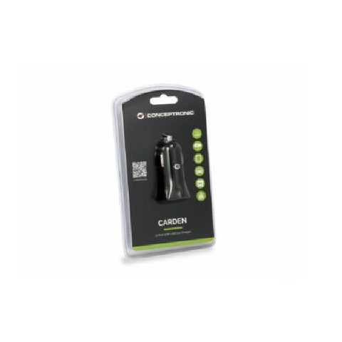 Cargador coche conceptronic carden03b 2 puertos usb tipo a 5v - 2.4a 12w