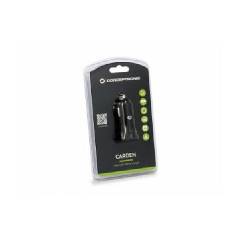 Cargador coche conceptronic carden04b 2 puertos usb tipo a 4.8a 24w