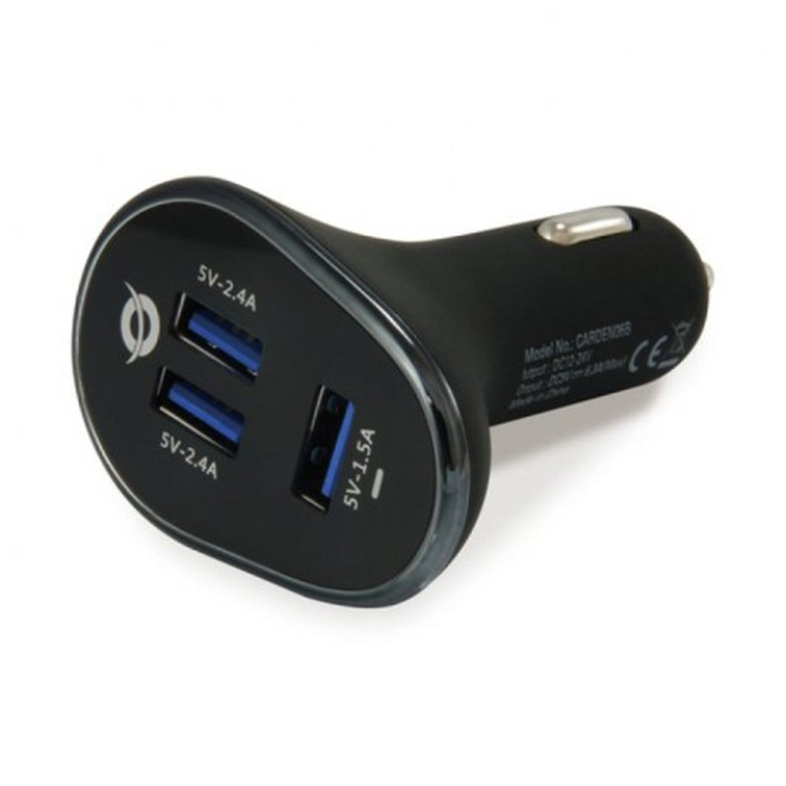 Cargador coche conceptronic carden06b  3 puertos usb tipo a 2p 5v - 2.4a 1p 5v - 1.5a 31.5w