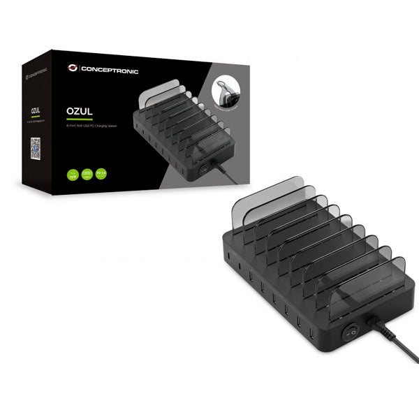 Estacion de carga conceptronic ozul02b pd 6 x usb tipo a - 2 x usb tipo c - 75w