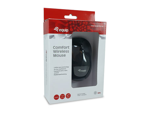 Mouse raton equip comfort wireless inalambrico - 1200dpi - negro