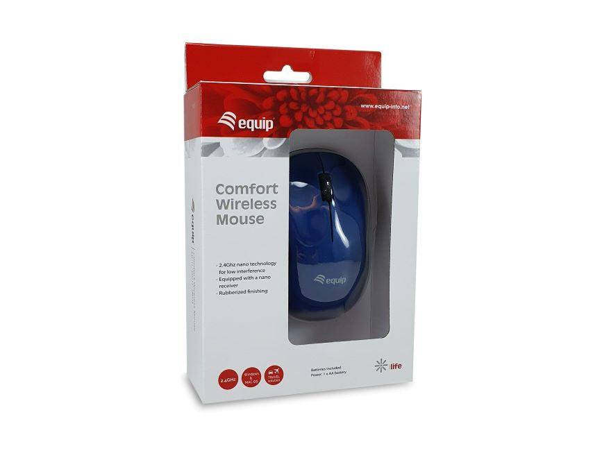 Mouse raton equip comfort wireless inalambrico - 1200dpi - azul