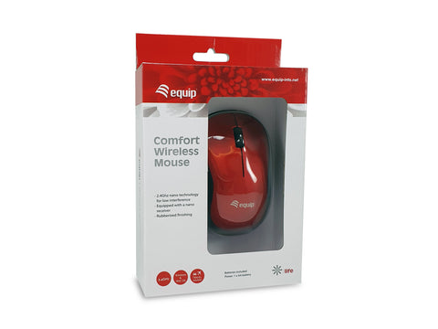 Mouse raton equip comfort wireless inalambrico - 1200dpi - rojo