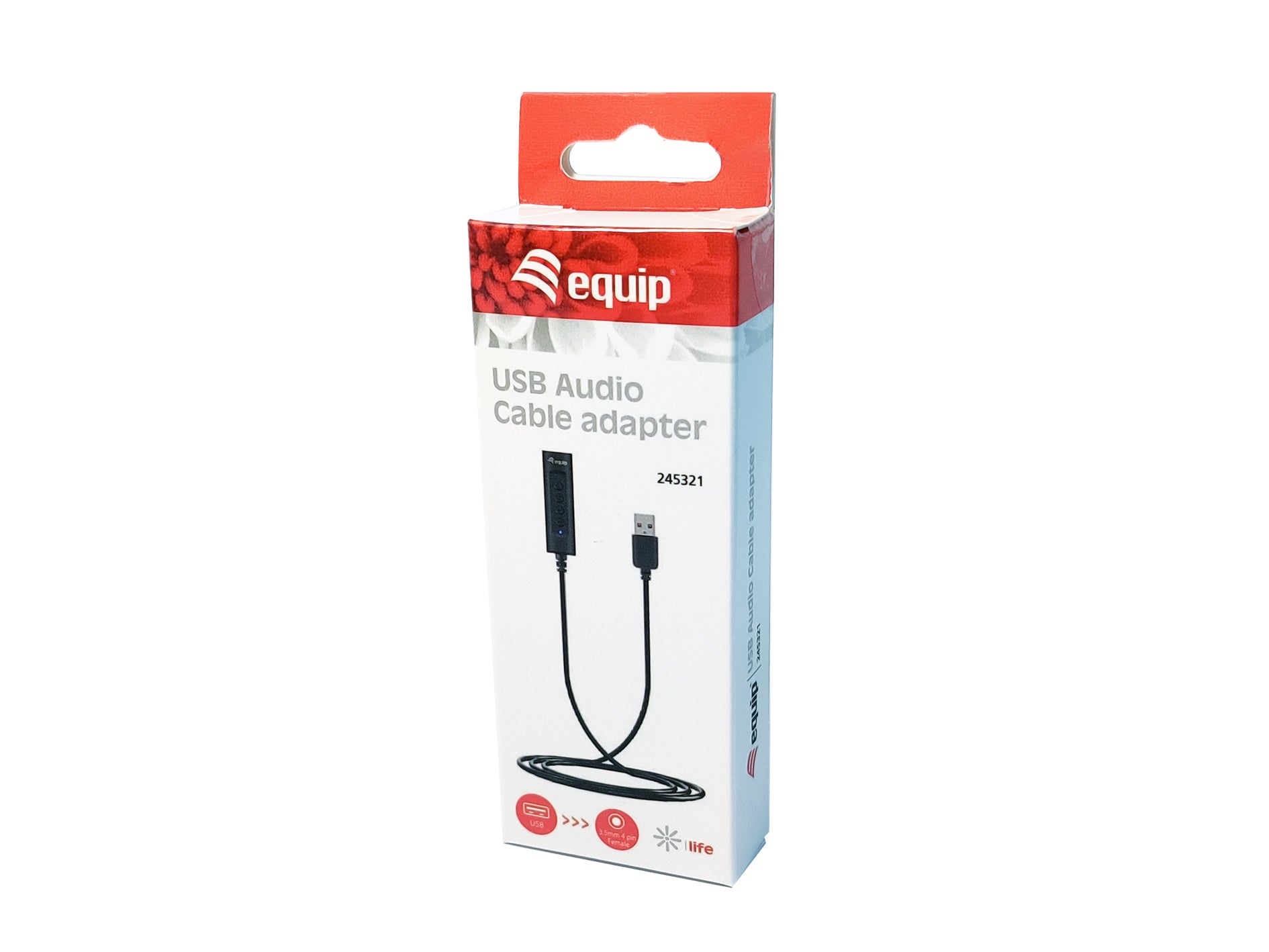 Cable adaptador de audio equip life jack 3.5mm - usb tipo a