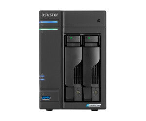 Servidor nas asustor tower 2 bay quad - core 2.0ghz cpu dual 2.5gbe ports 4gb ram ddr4