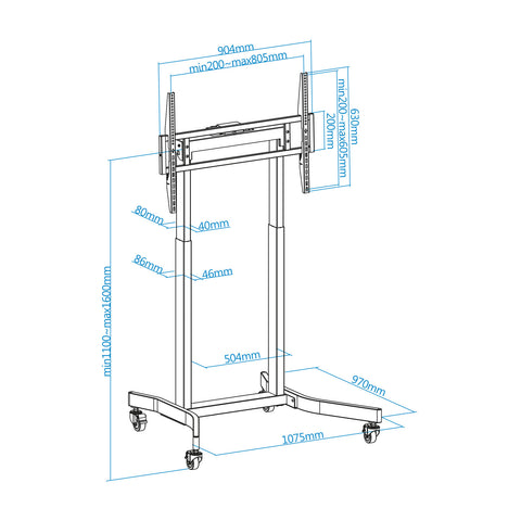 Soporte suelo tooq ruedas eléctrico lux 55pulgadas - 100