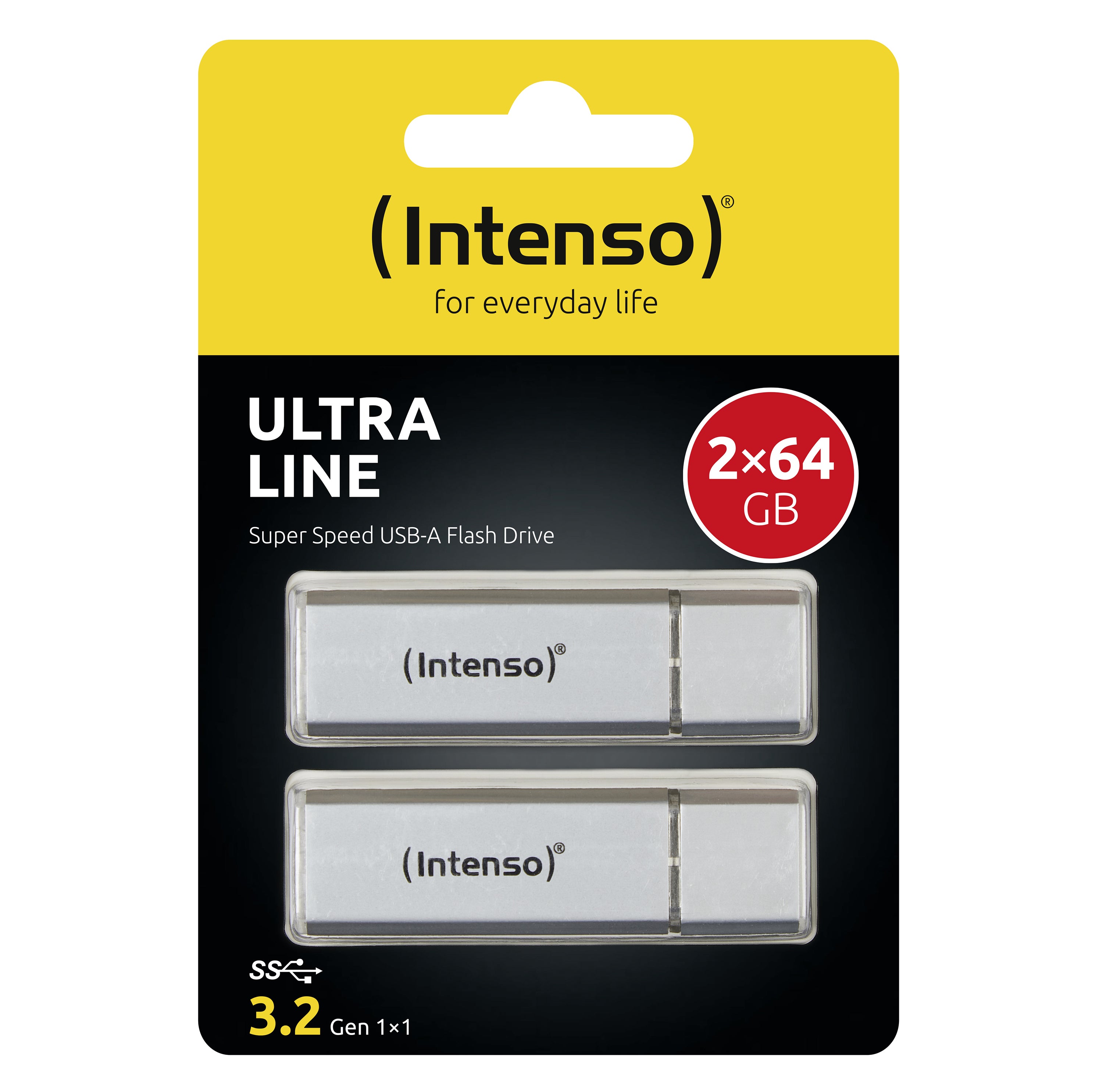 Memoria usb 3.2 intenso ultra 64gb pack 2 unidades aluminio