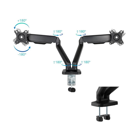 Soporte mesa tooq 2 brazos hasta 32pulgadas 100x100 max 9kg